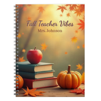 Personalized Fall Teacher Vibes  Notebook