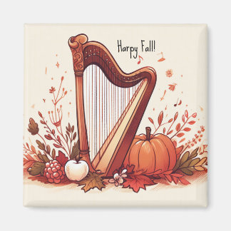 Personalized Fall Theme Harp Pumpkin Magnet