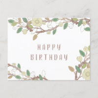 Personalized Fall Tree Branch Happy Birthday Postc