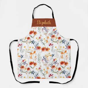 Personalized Fall Watercolor Garden All-Over Print Apron