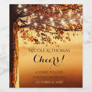 Personalized Fall Wedding Wine Label