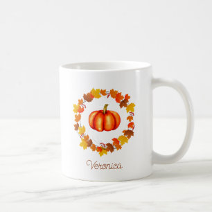 Personalized Fall Wreath Pumpkin Gift Coffee Mug