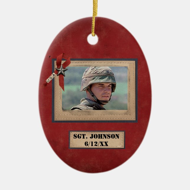 personalized fallen soldier military ornament (Front)