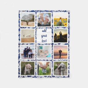 Personalized Family 11 Photo Custom Collage Fleece Blanket