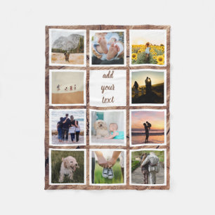 Personalized Family 11 Photo Custom Collage Fleece Blanket