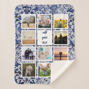 Personalized Family 11 Photo Custom Collage Sherpa Blanket