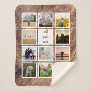 Personalized Family 11 Photo Custom Collage Sherpa Blanket
