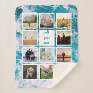 Personalized Family 11 Photo Custom Collage Sherpa Blanket