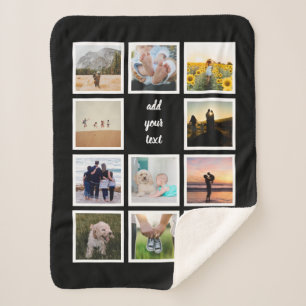Personalized Family 11 Photo Custom Collage Sherpa Blanket