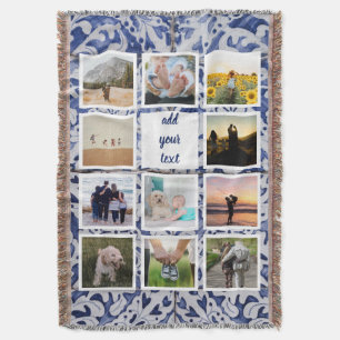 Personalized Family 11 Photo Custom Collage Throw Blanket