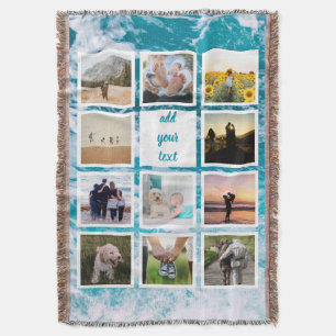Personalized Family 11 Photo Custom Collage Throw Blanket