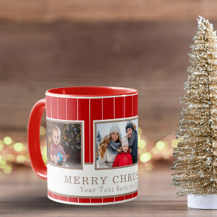 Personalized Family 3 Photo Collage Christmas  Mug