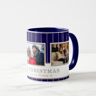Personalized Family 3 Photo Collage Christmas Mug
