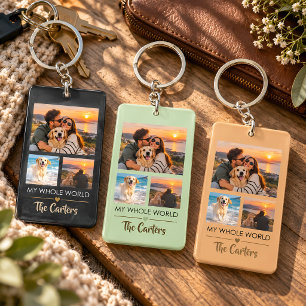 Personalized Family 3 Photo Collage Keychain