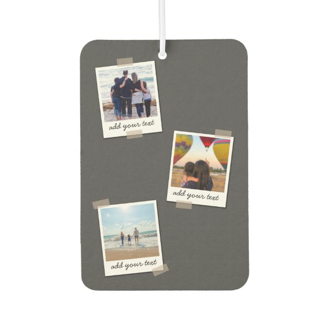 Personalized Family 3 Photo Custom Collage Air Freshener (Front)