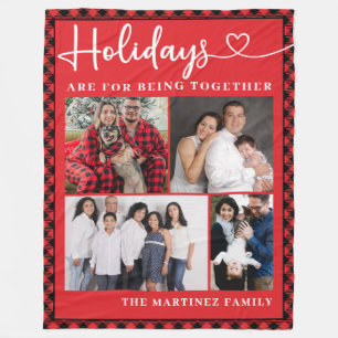 Personalized Family 4-Photo Collage Holidays Fleece Blanket