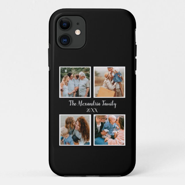 Personalized family 4 photo collage template Case-Mate iPhone case (Back)