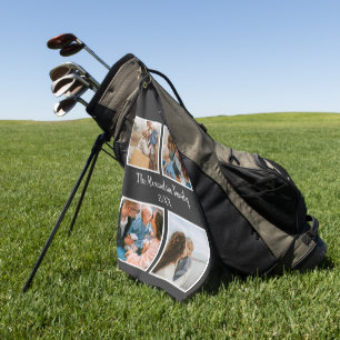 Personalized family 4 photo collage template golf towel