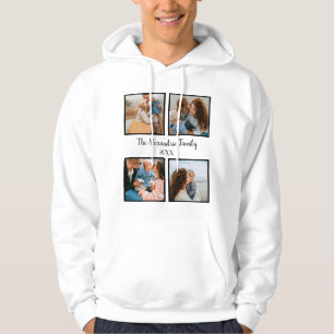 Personalized family 4 photo collage template hoodie