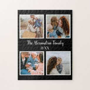 Personalized family 4 photo collage template jigsaw puzzle