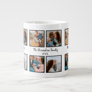 Personalized family 4 photo collage template large coffee mug