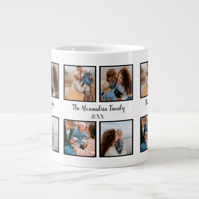 Personalized family 4 photo collage template large coffee mug (Front)