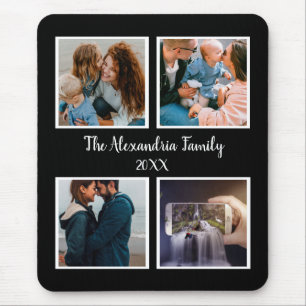 Personalized family 4 photo collage template mouse pad