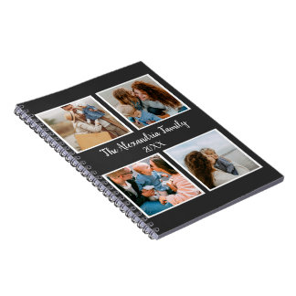 Personalized family 4 photo collage template notebook