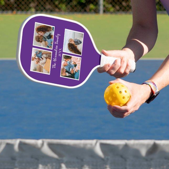 Personalized family 4 photo collage template pickleball paddle (Insitu)