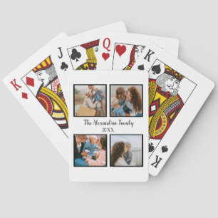Personalized family 4 photo collage template playing cards