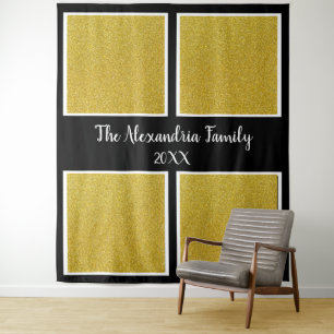 Personalized family 4 photo collage template tapestry