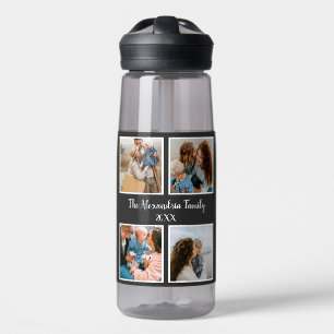 Personalized family 4 photo collage template water bottle