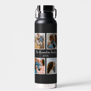 Personalized family 4 photo collage template water bottle