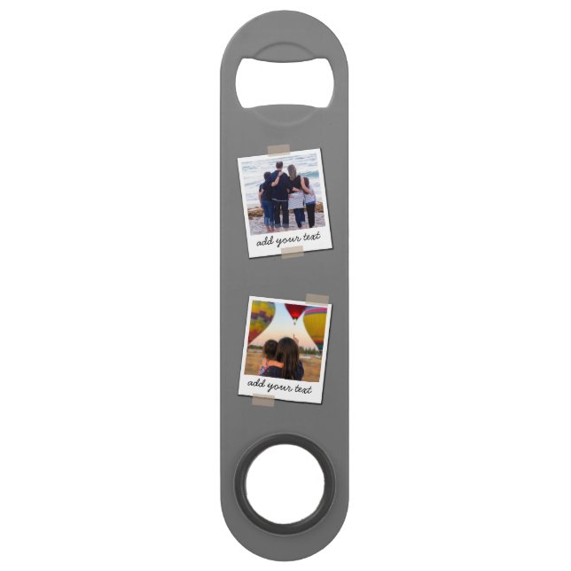 Personalized Family 4 Photo Custom Collage Bar Key (Front)