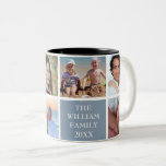 Personalized Family 6 Photo Collage Dusty Blue Two-Tone Coffee Mug<br><div class="desc">Personalized Custom Family 6 Photo Collage Dusty Blue Coffee Mug.</div>