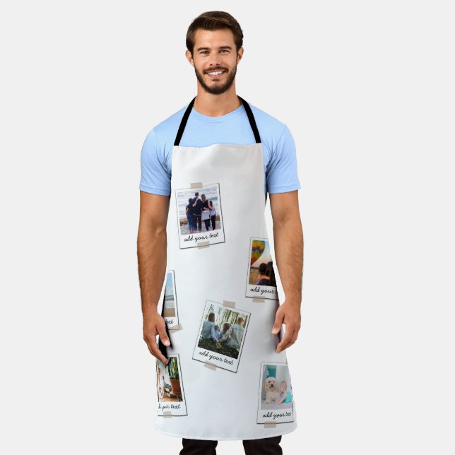 Personalized Family 6 Photo Custom Collage Apron (Worn)