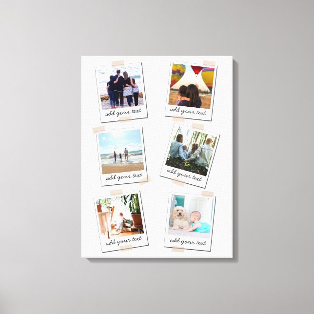 Personalized Family 6 Photo Custom Collage Canvas Print (Front)
