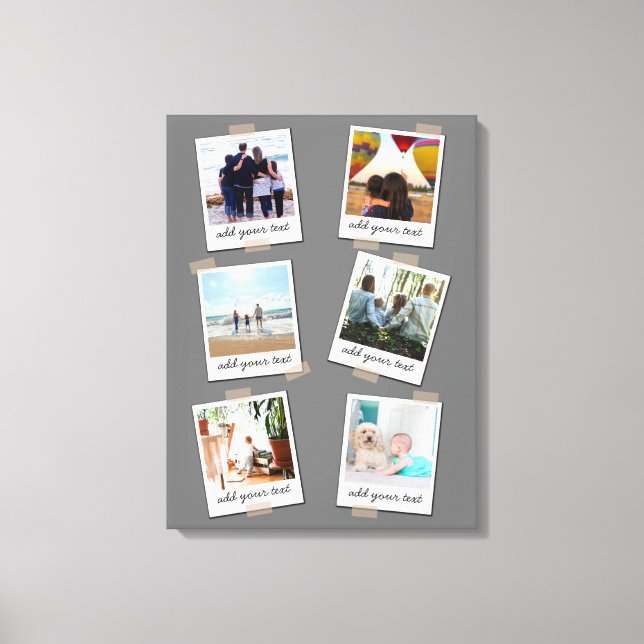 Personalized Family 6 Photo Custom Collage Canvas Print (Front)