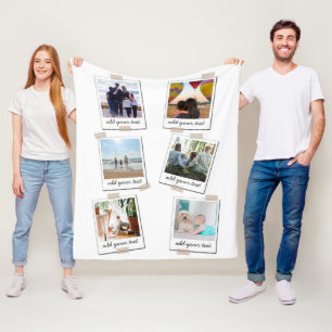 Personalized Family 6 Photo Custom Collage Fleece Blanket