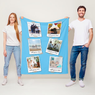 Personalized Family 6 Photo Custom Collage Fleece Blanket