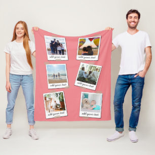 Personalized Family 6 Photo Custom Collage Fleece Blanket