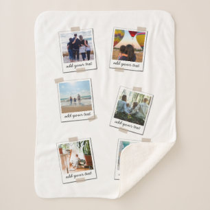 Personalized Family 6 Photo Custom Collage Sherpa Blanket
