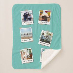 Personalized Family 6 Photo Custom Collage Sherpa Blanket