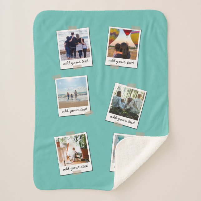 Personalized Family 6 Photo Custom Collage Sherpa Blanket (Front)