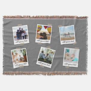Personalized Family 6 Photo Custom Collage Throw Blanket