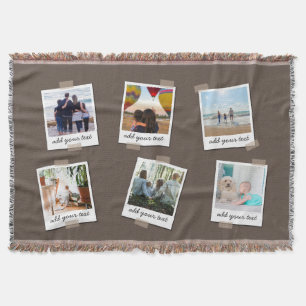 Personalized Family 6 Photo Custom Collage Throw Blanket