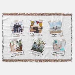 Personalized Family 6 Photo Custom Collage Throw Blanket