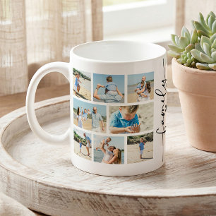 Personalized Family 8 Photo Collage Elegant Coffee Mug