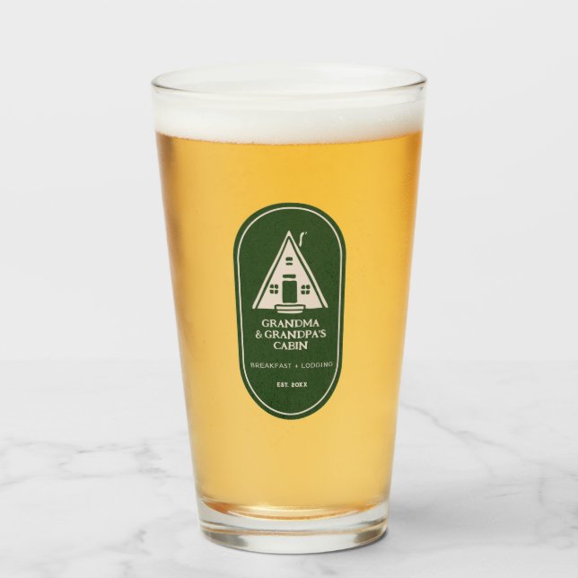 Personalized Family A Frame A-frame Cabin Glass (Front Filled)