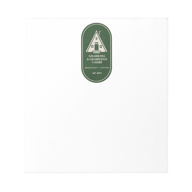 Personalized Family A Frame A-frame Cabin Notepad (Front)